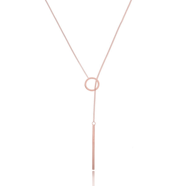 Rose gold lariat drop chain Y necklace