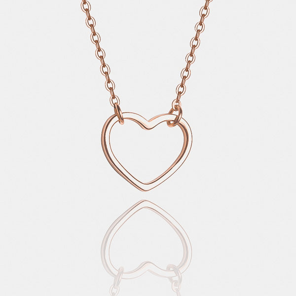 Rose gold open heart choker necklace details