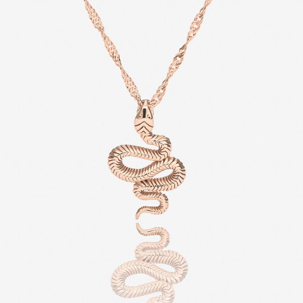 Rose gold snake necklace details
