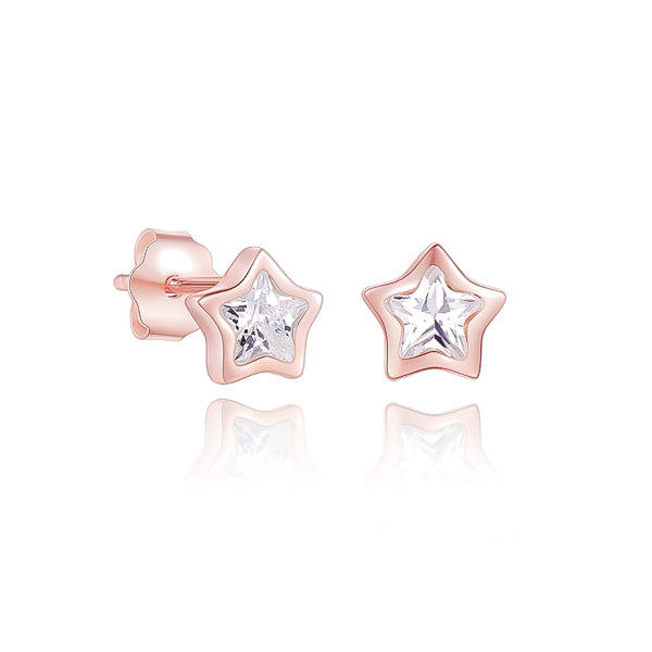 Rose gold sparkling mini star stud earrings