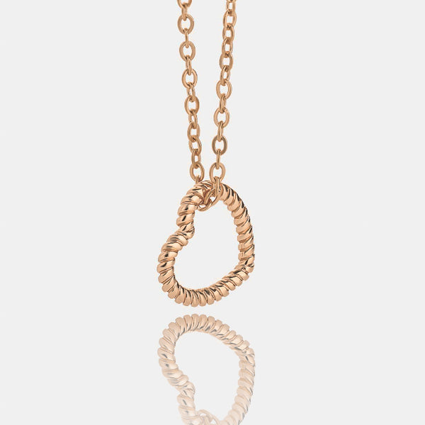 Rose gold twisted open heart pendant necklace details