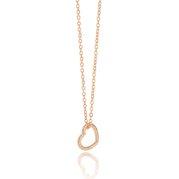 Rose gold twisted open heart pendant necklace