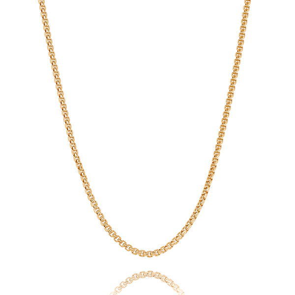 2.5mm round gold box chain necklace