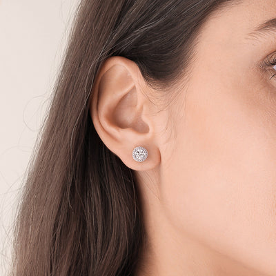 Cubic zirconia halo stud earrings
