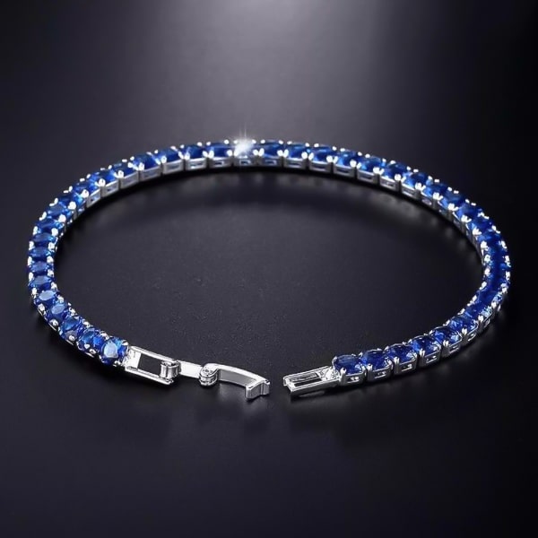 4mm tennis bracelet with sapphire blue cubic zirconia