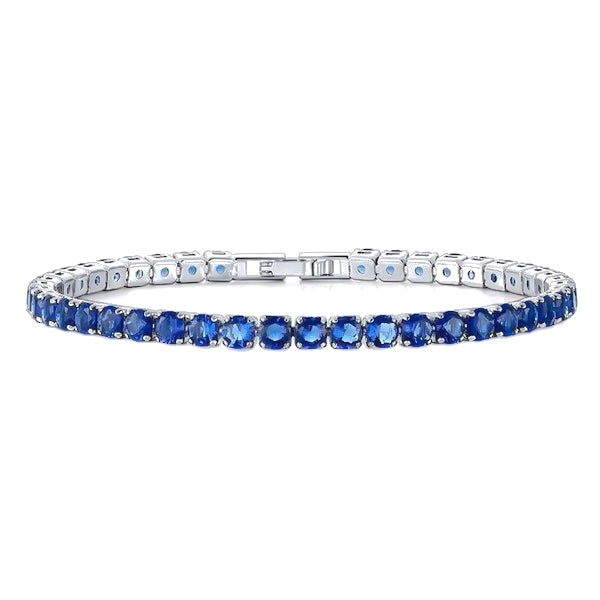Sapphire blue cubic zirconia tennis bracelet