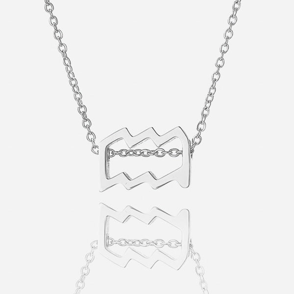 Silver Aquarius necklace details