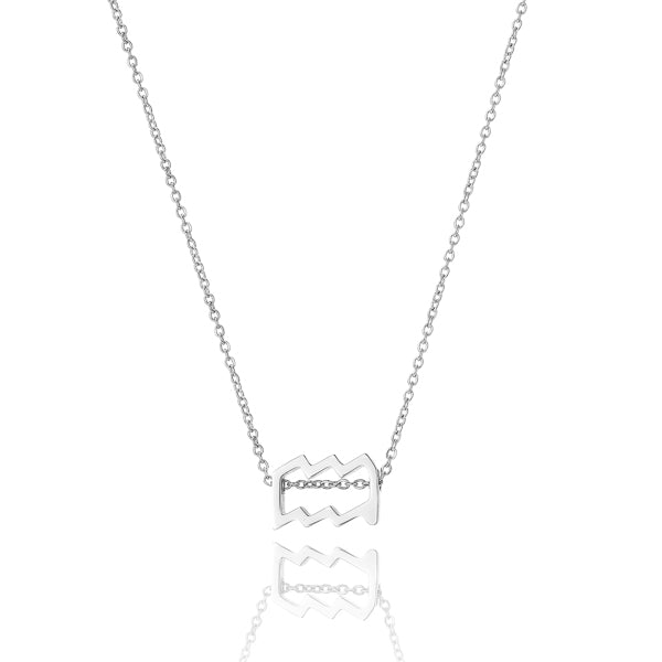 Diamond Accent Abstract Aquarius Zodiac Sign Necklace in Sterling Silver |  Zales