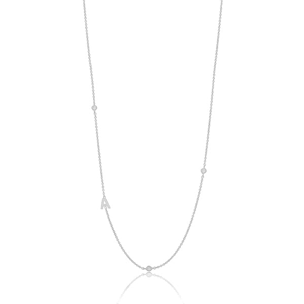 Silver asymmetrical initial letter chain necklace