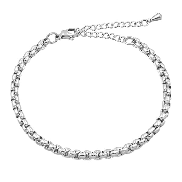 Silver box chain anklet