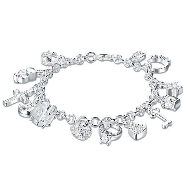 Silver plated charm bracelet