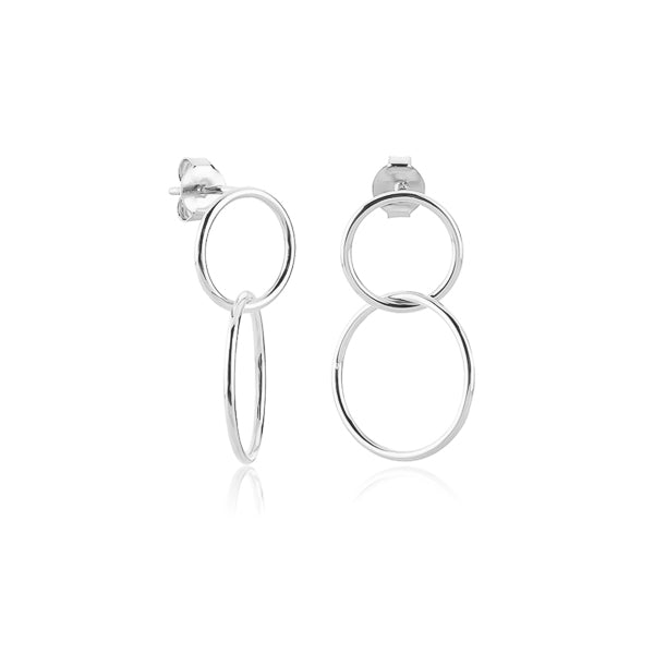 Silver circle drop earrings