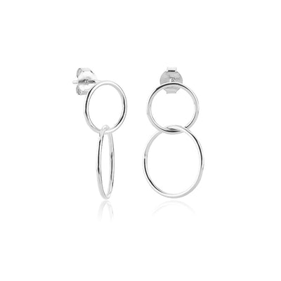 Silver Circle Drop Earrings