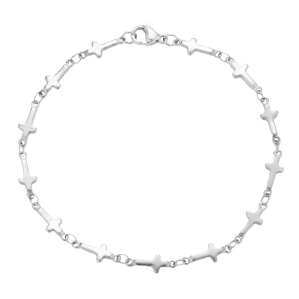 Silver cross chain bracelet