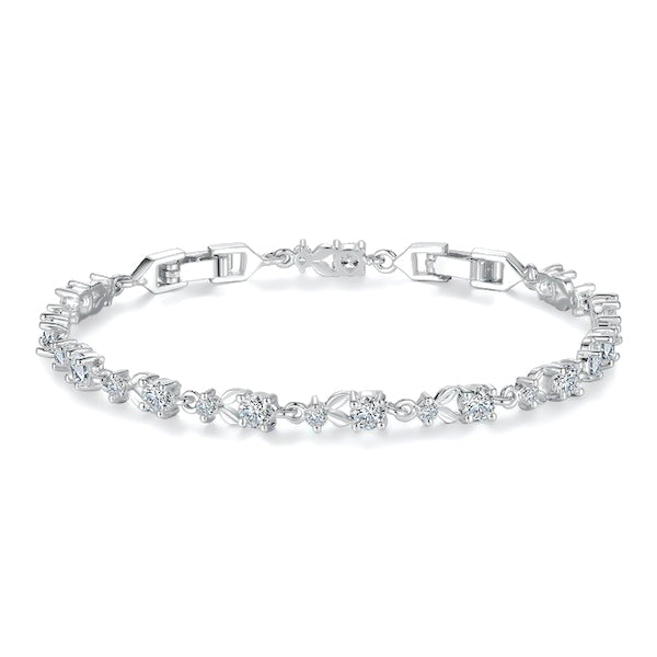 Silver crystal chain bracelet