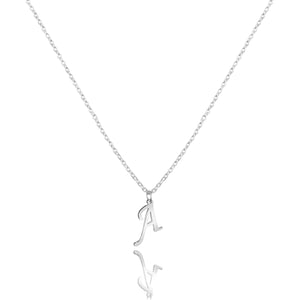 Silver Cursive V Initial Necklace Sterling Silver Cursive 