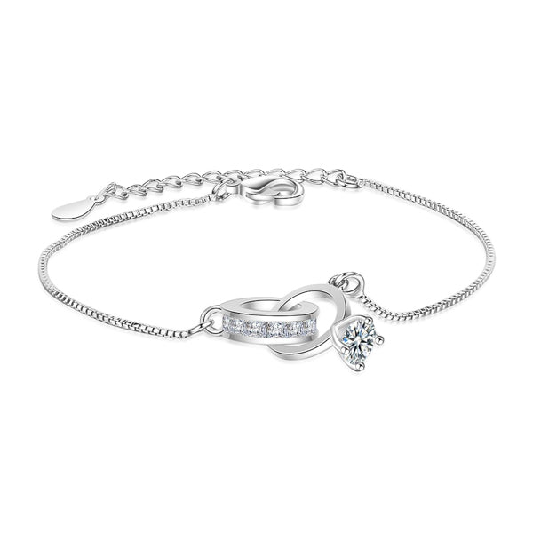 Silver engagement wedding ring bracelet
