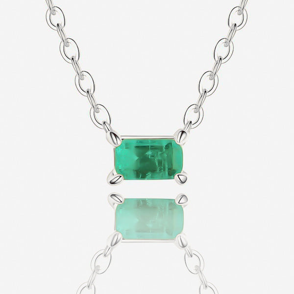 Silver Green Tourmaline bar necklace details