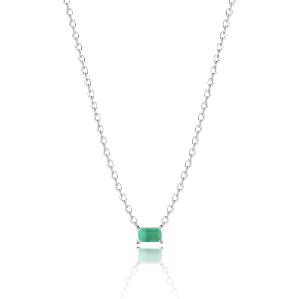 Silver Green Tourmaline bar necklace