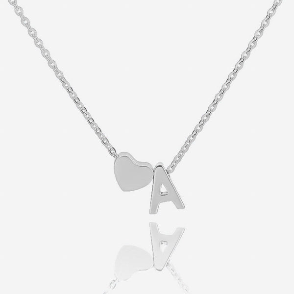 Silver necklace with heart and letter charms