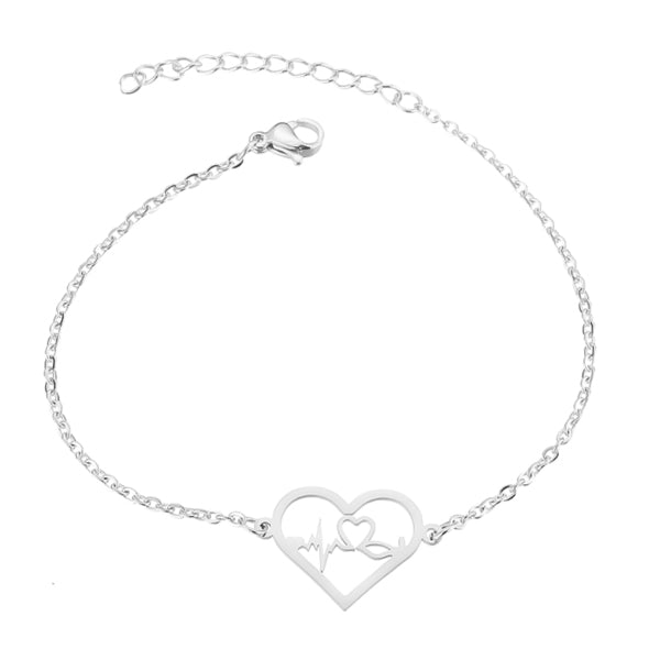 Simple Silver Heartbeat Bracelet, 41% OFF