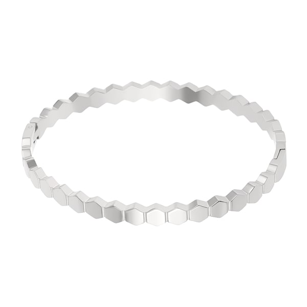 Silver hexagon bangle bracelet