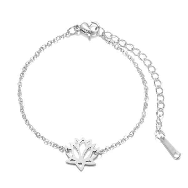 Silver lotus flower bracelet