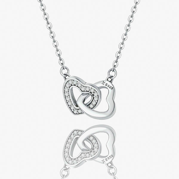 Double heart necklace made of sterling silver