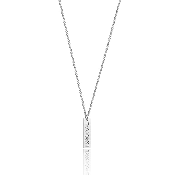 Silver Roman bar of wisdom necklace