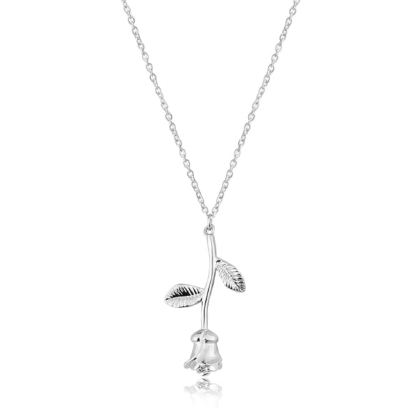 Silver rose pendant necklace