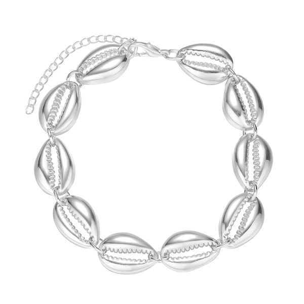 Silver shell anklet