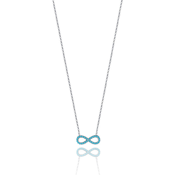 Silver and turquoise infinity necklace