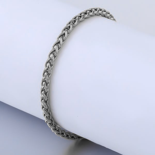 Silver wheat chain ankle bracelet