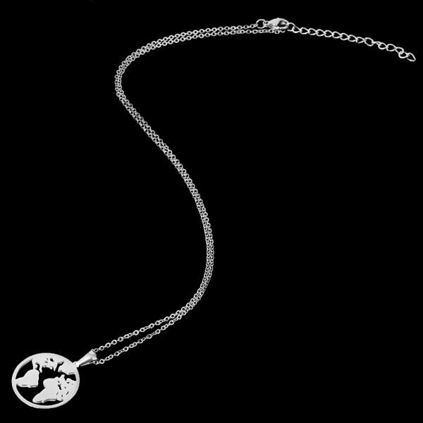 Silver necklace with world pendant