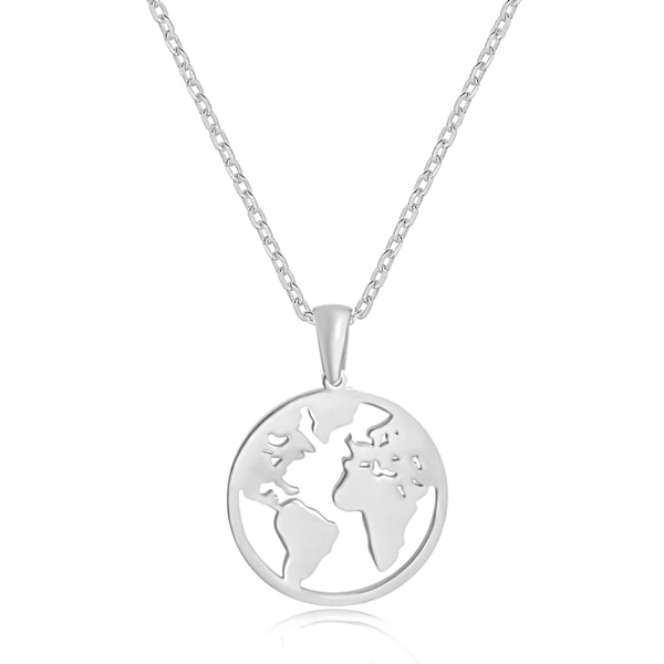 Silver world pendant necklace