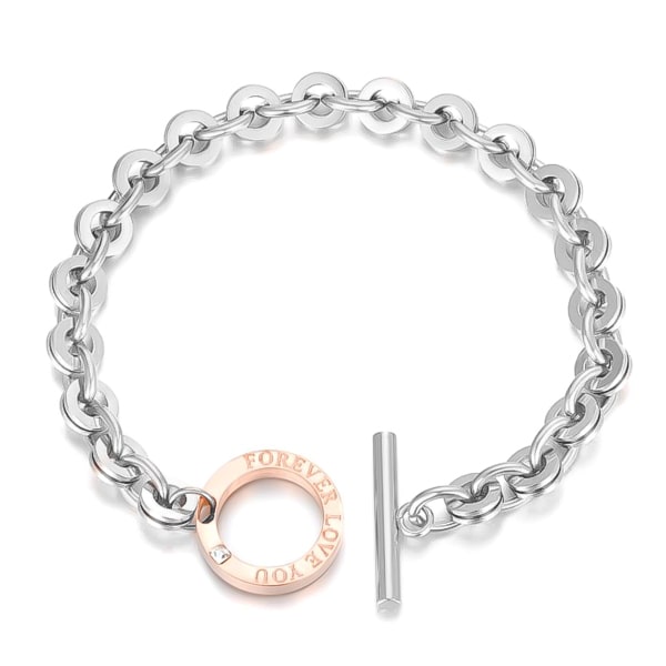 Silver & rose gold love chain bracelet