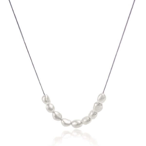 Silver baroque freshwater pearls necklace