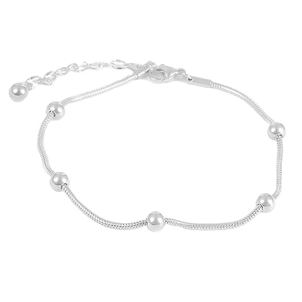 Silver beaded anklet