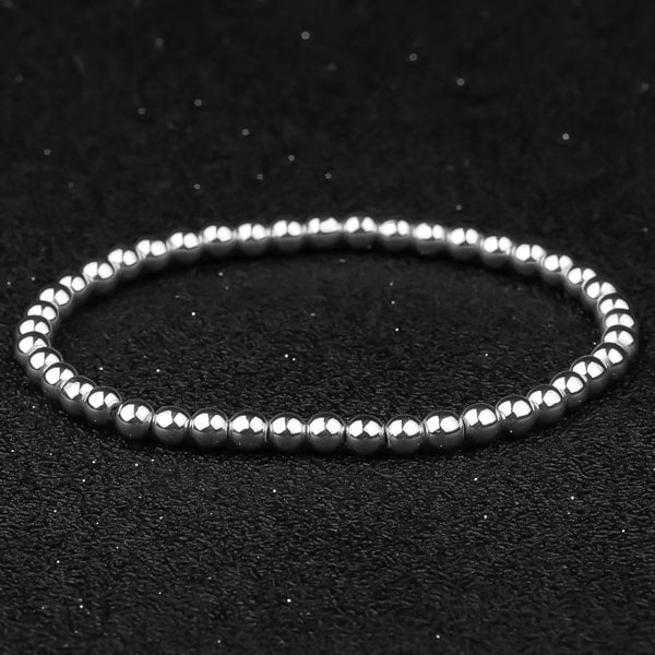 Silver beaded bracelet 4mm detailed close up