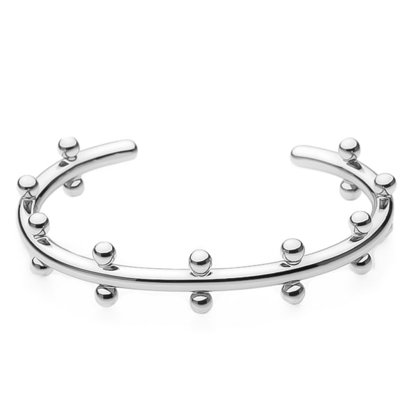 Silver beaded cuff bracelet