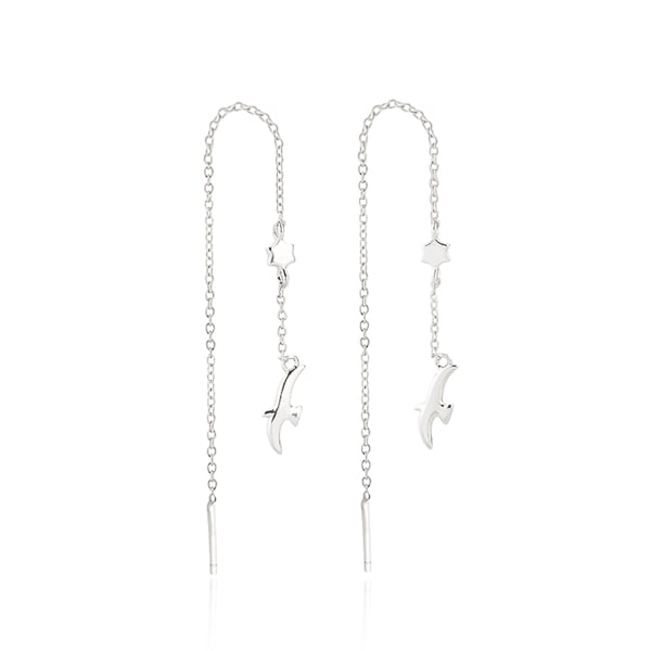 Silver bird threader earrings