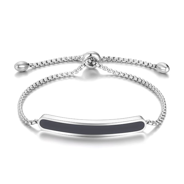 Silver black bar bracelet