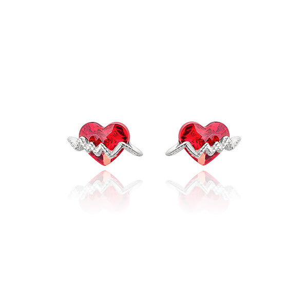 Silver broken heart stud earrings