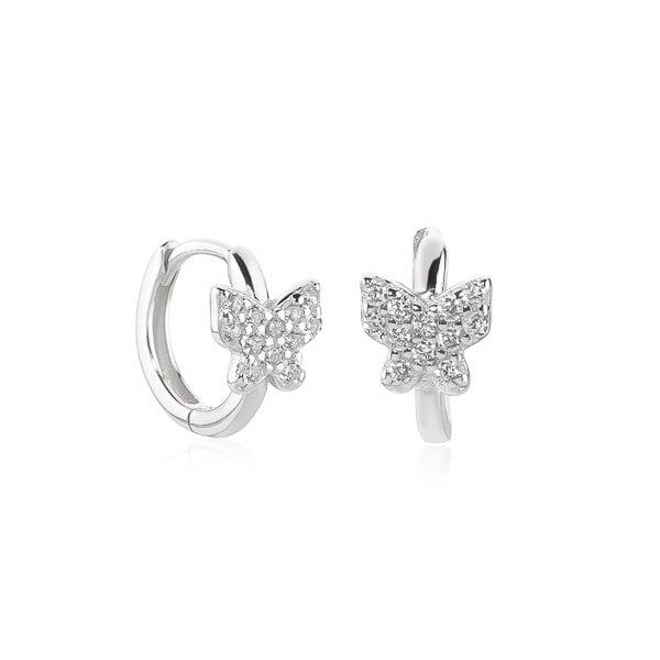 Silver butterfly huggie hoop earrings