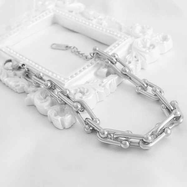 Chunky silver designer link chain bracelet