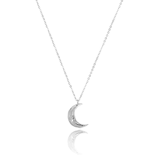 Silver crescent moon necklace