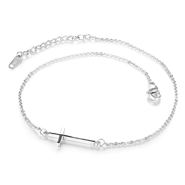Silver cross anklet