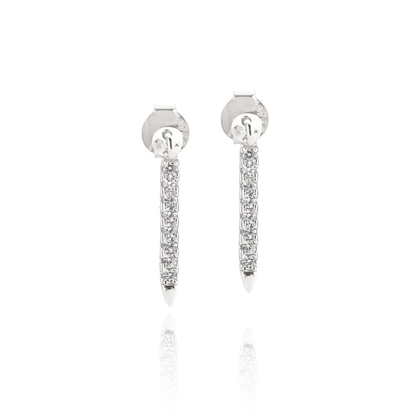 Silver crystal drop bar earrings