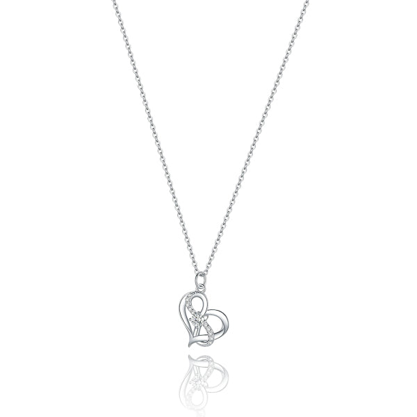 Silver heart & crystal infinity pendant necklace