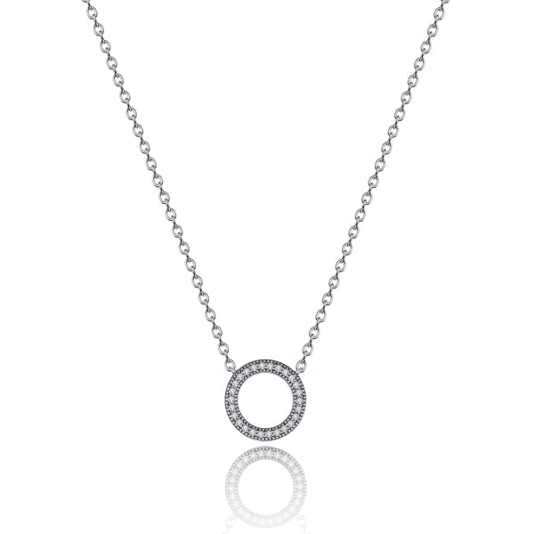 Round crystal ring on a silver necklace
